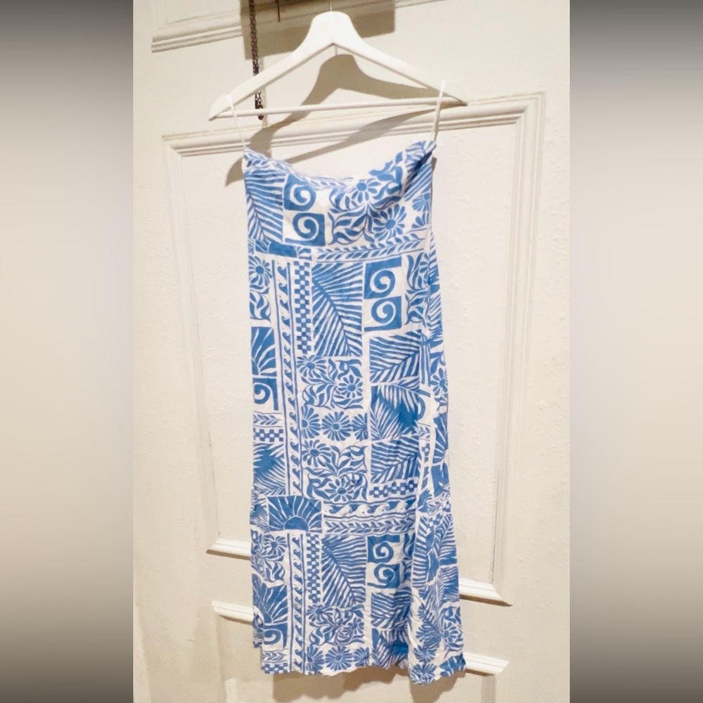 Paper heart Blue and White tropical Patterned Dress